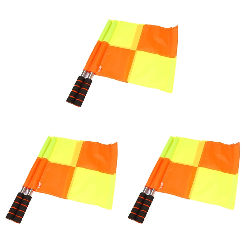 B93B-6X Soccer Referee Flags With Carrying Bag Football Judge Linesman Sideline Fair Play Sports Match Flags Referee