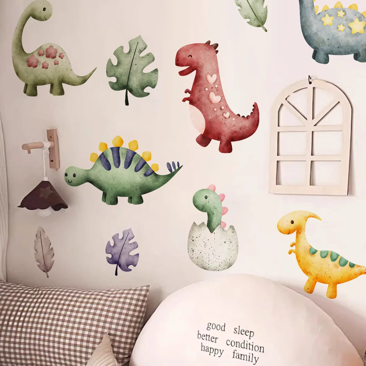 

kids room decoration cartoon dinosaur wall sticker removable baby nursery scholl dino wall art decal