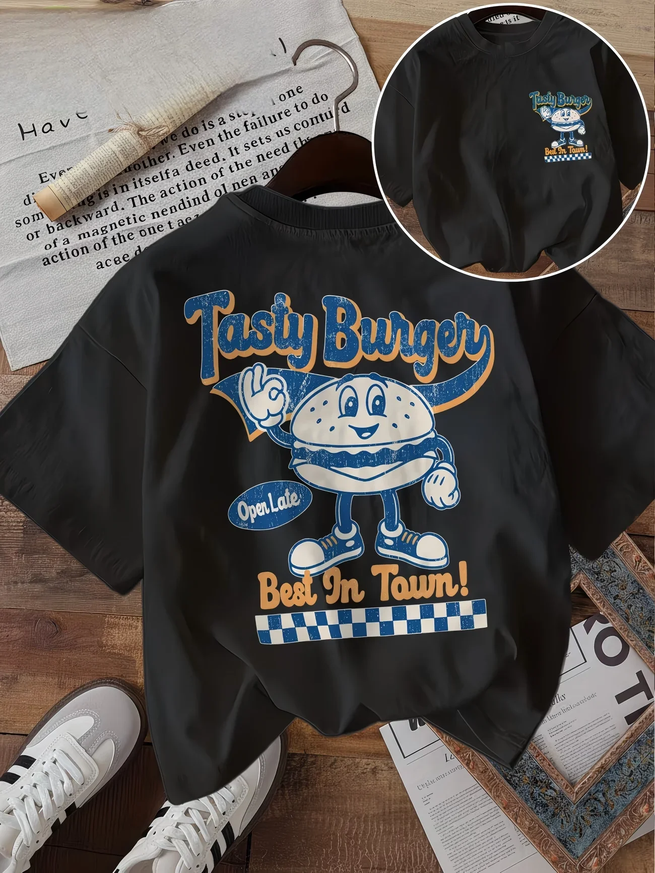 Tasty Burger Graphic T Shirt Women Funny Cartoon Burger Print Tee Summer Casual Retro Aesthetic Harajuku Streetwear Fashion Top