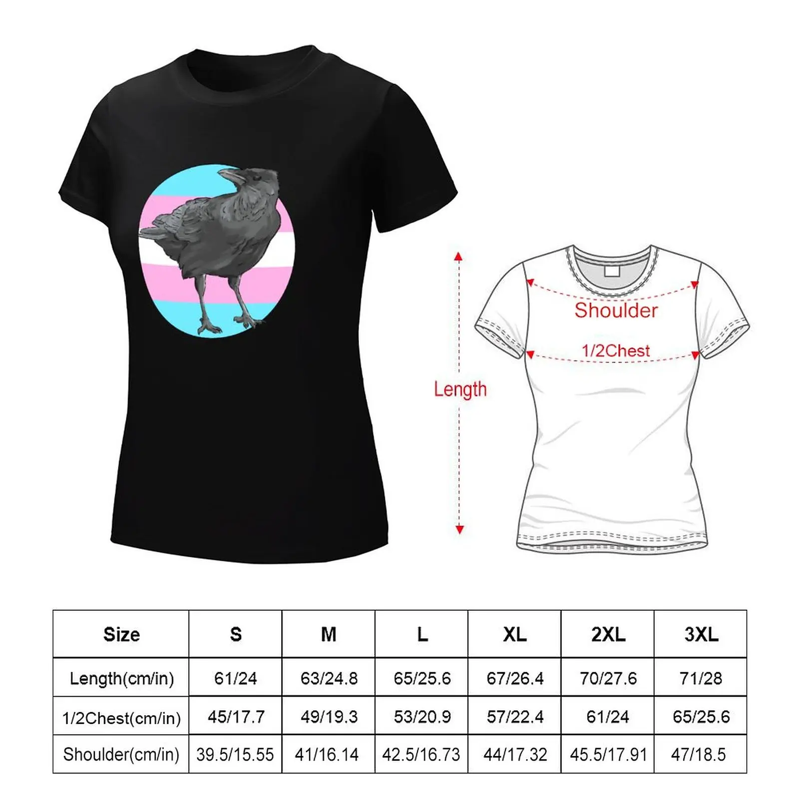 trans pride crow T-Shirt customizeds shirts graphic tees customs Women clothes