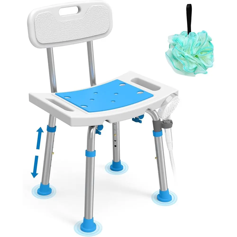 

Регулируемое по высоте сиденье для душа со съемной спинкой, выдерживает до 400 фунтов, соответствует требованиям HSA.