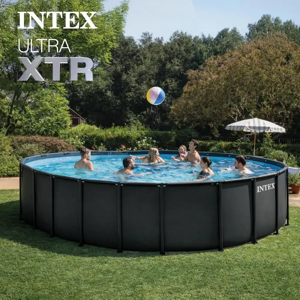Round 24 ft x 52 in Above Ground Swimming Pool Set with Steel Frame, 2100 GPH Sand Filter Pump, Ladder, Cover, and Ground Cloth