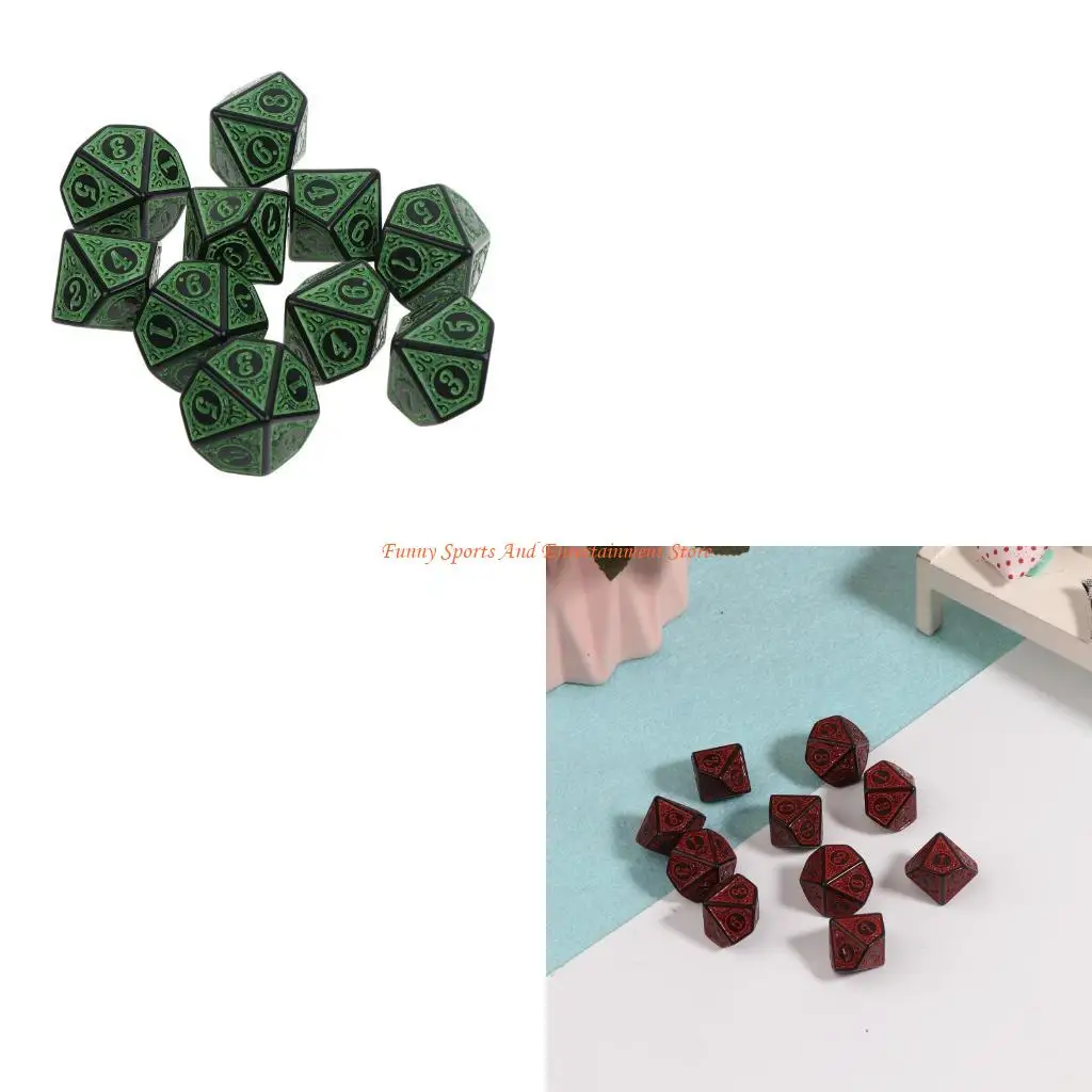 

C4DE 10Pcs 5 Colors Multifaceted d10 Polyhedral TRPG Games Set Board Game entertainment