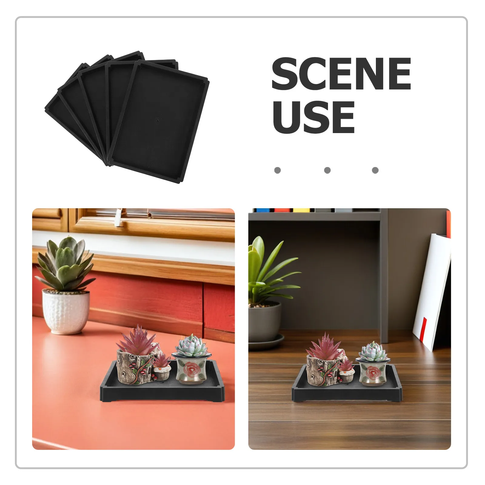 5Pcs Rectangular Plant Saucer Tray Thick Resin Water Catcher Bonsai Pot Drainage Plate Indoor Outdoor Flower Pot Drip Tray