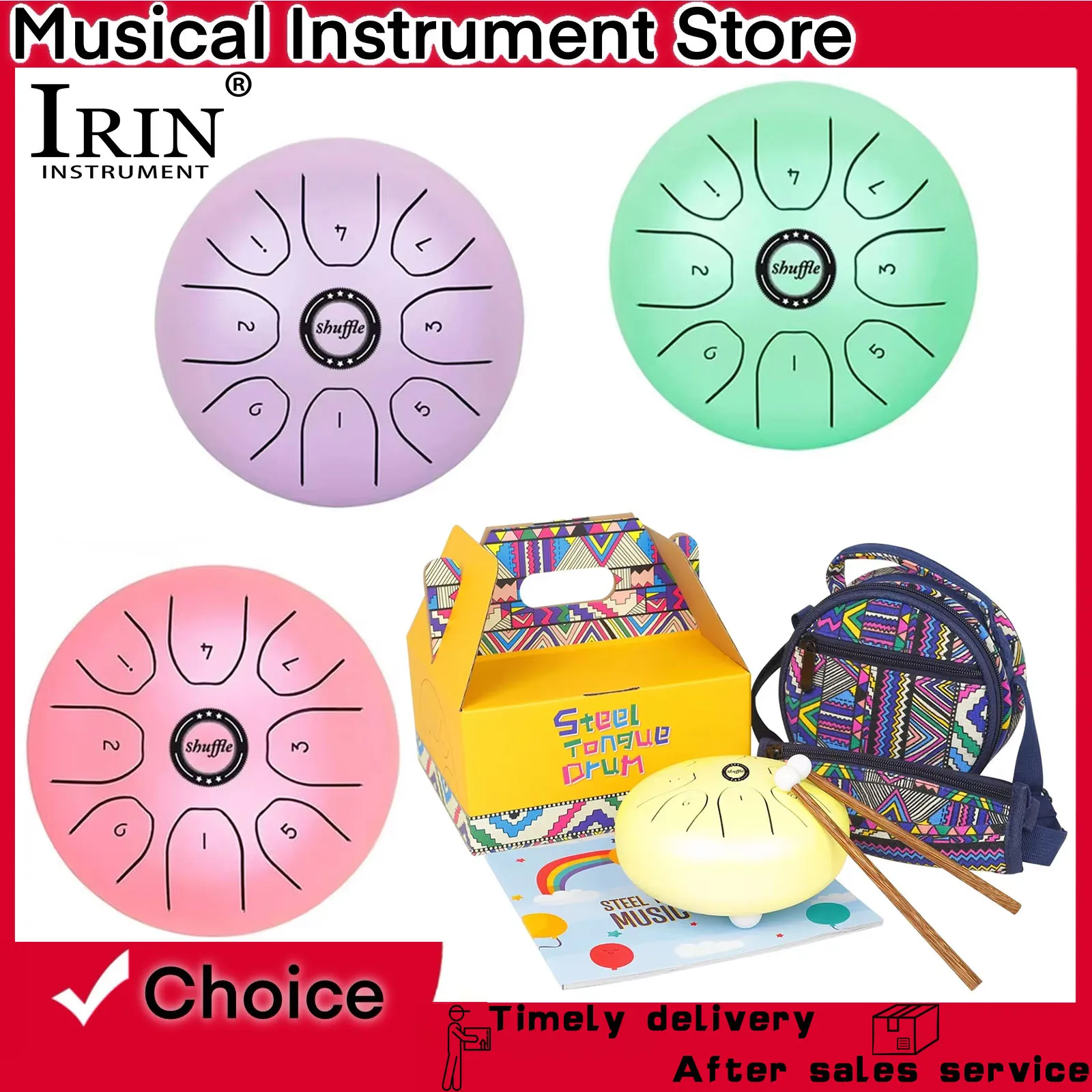 

IRIN 5.5 Inch Forget Worry Drum 8 Tonepeaceful Mind Tambourine Meditation Yoga Percussion Musical Instrument With Bag Drumsticks