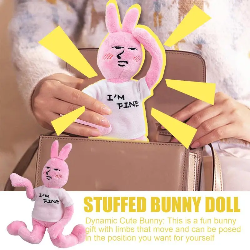 Stuffed Bunny Rabbit Plush Toy Stuffed Doll Plush Toy With Movable Limbs And Cute Facial Expressions For Girl's Room Car Home