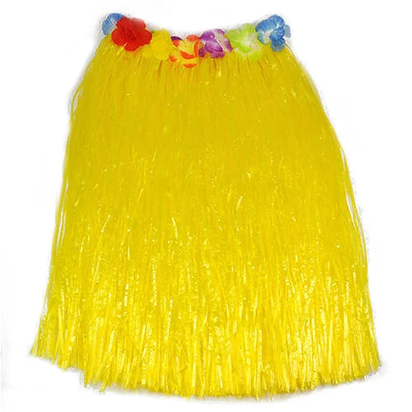 6Pcs Hawaii Grass Skirt Set 40cm Tropical Hula Dance Bra Flower Bracelets Headband Necklace Adjustable Waistband Colorful