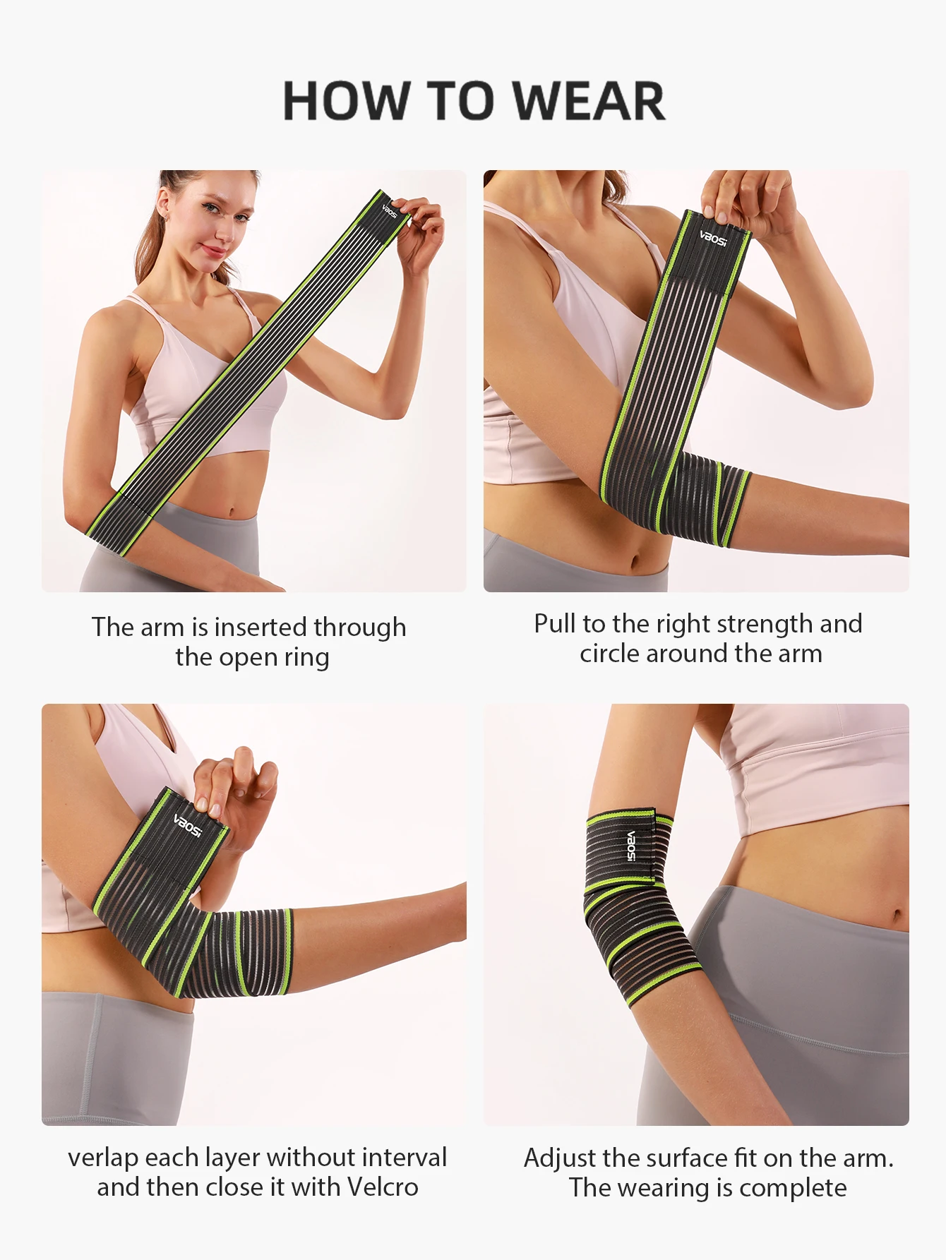VBOSi 1 Stück Verstellbares Elastisches Ellbogenband für Sport und Fitness – Detail 2
