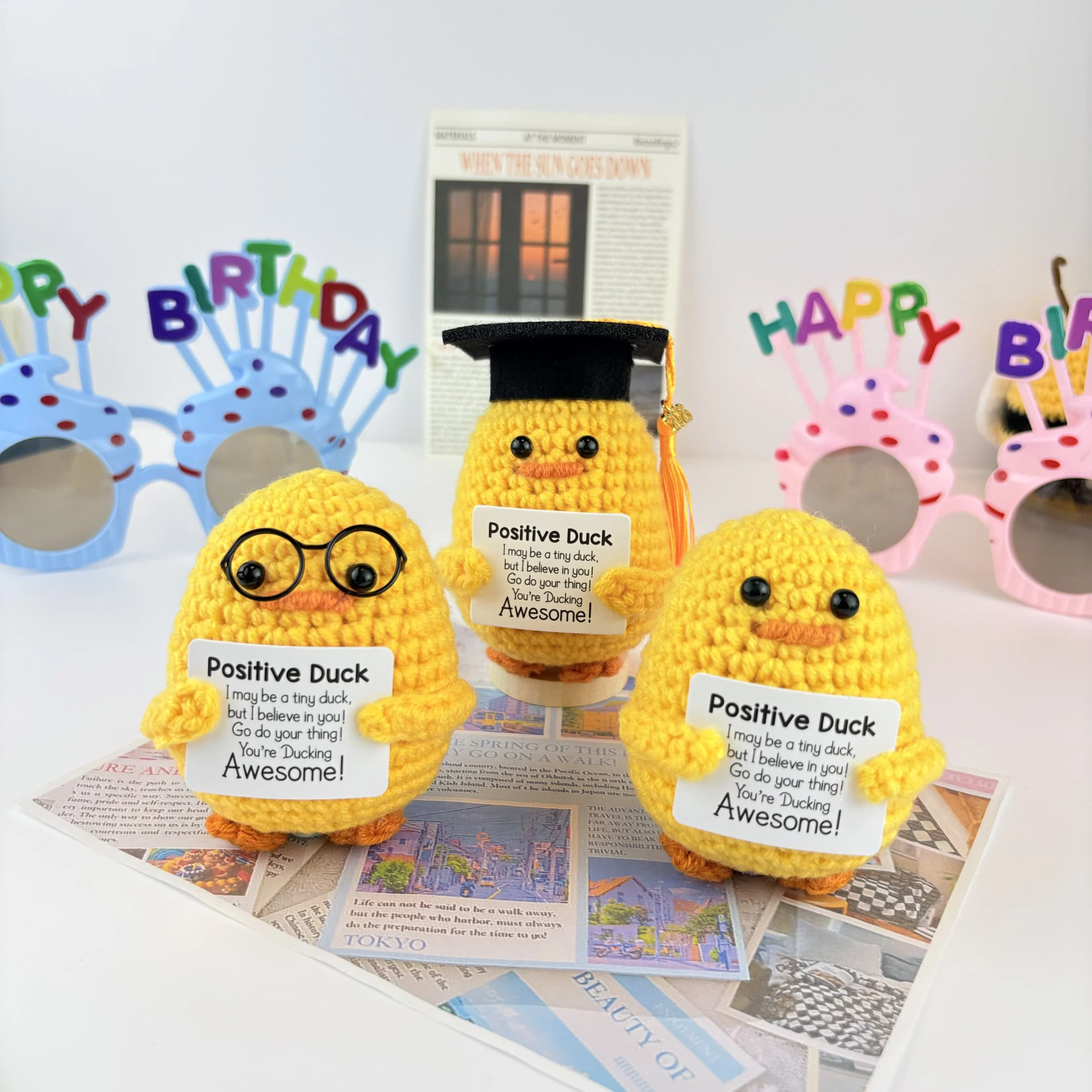 Funny Emotional Support Positive Crochet Doll Cute Handmade Desk Desktop Car Decor Positive Potato Cat Dog Duck Positive Gifts view 6