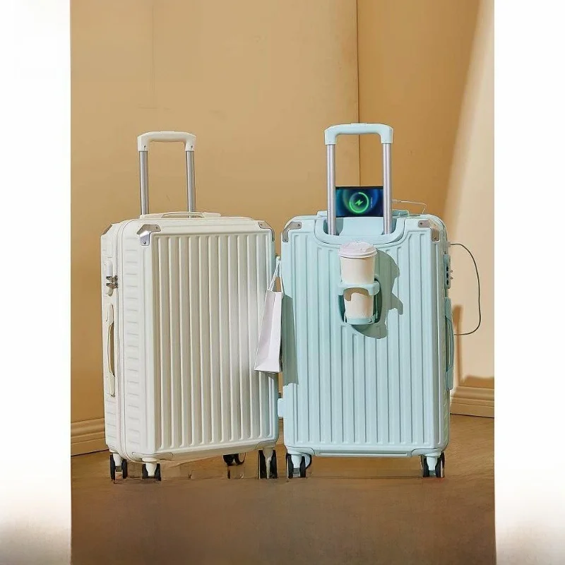 

Большой модный чемодан из ABS+PC с кодовым замком и четырьмя вращающимися колесами, расширяемый, для молодежи