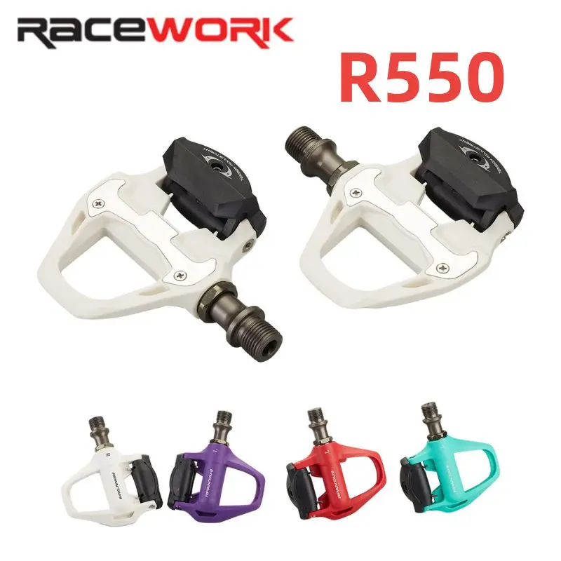 RACEWORK R550 Bicycle Pedals Lightweight with SH Cleats SPD Self-locking Durable Road Bike Pedal Multiple Colors Cycling Parts