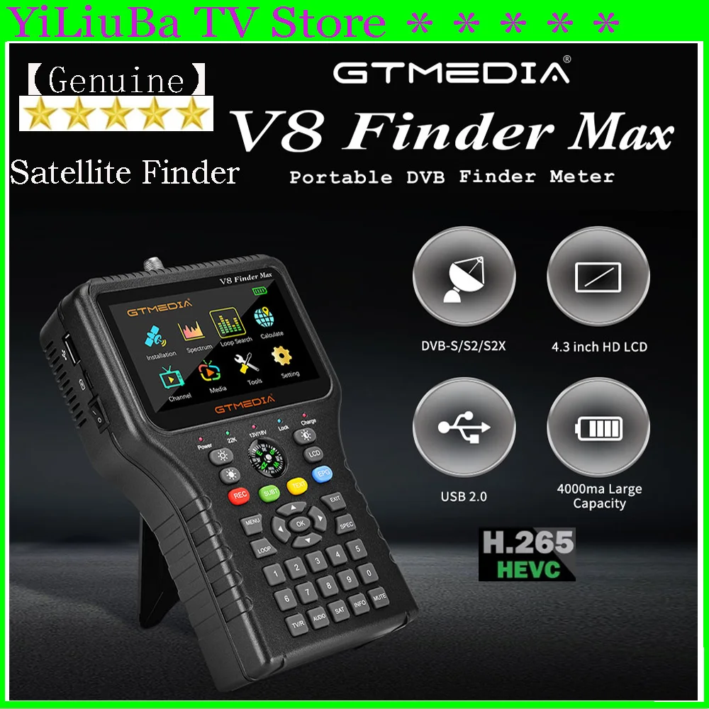 

[Genuine] GTMEDIA V8 Finder Max Satellite Signal Finder 4.3'' LCD DVB-S/S2/S2X H.265 ACM Satellite Locator (8 bit) Finder Meter