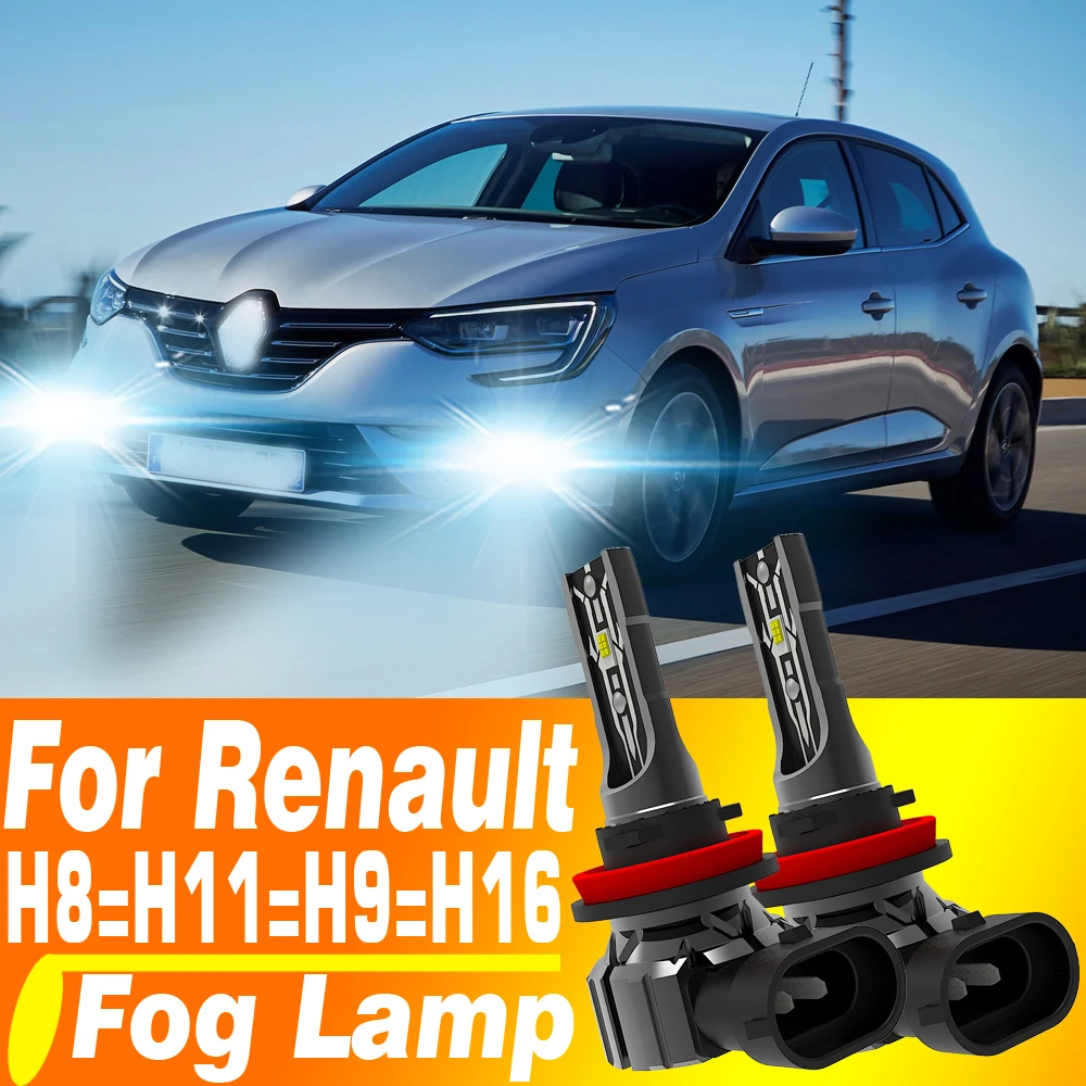 2x H11 H8 H16 H9 LED Fog Lights Canbus Car Bulb Lamp 12V 55W for Renault Megane 3 2 4 Scenic Clio Duster Master Captur Fluence