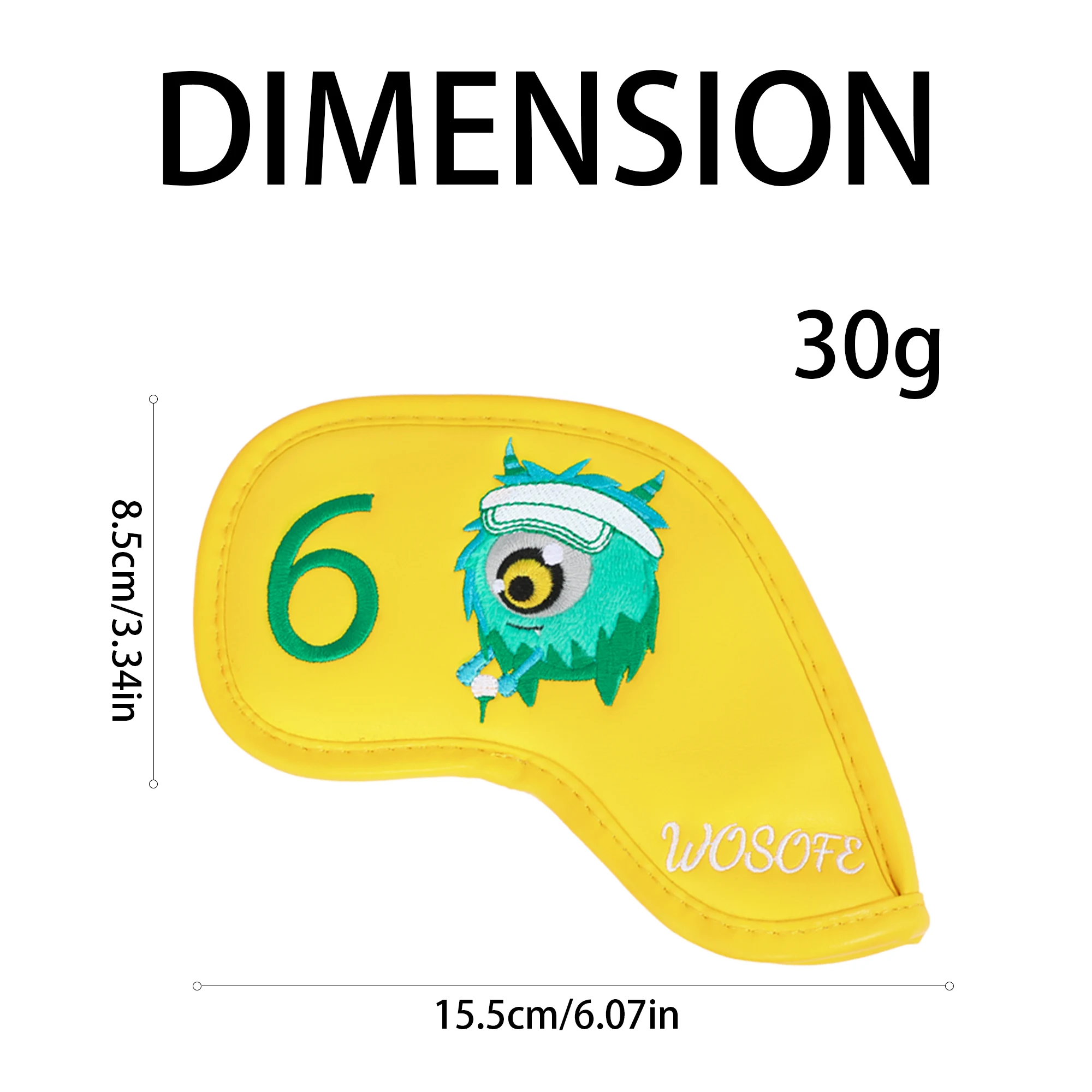 9 Pcs Golf Iron Head Covers Fun Monster Embroidery, Universal PU Material Golf Club Protectors, Mixed Colors Golf Accessories image 6