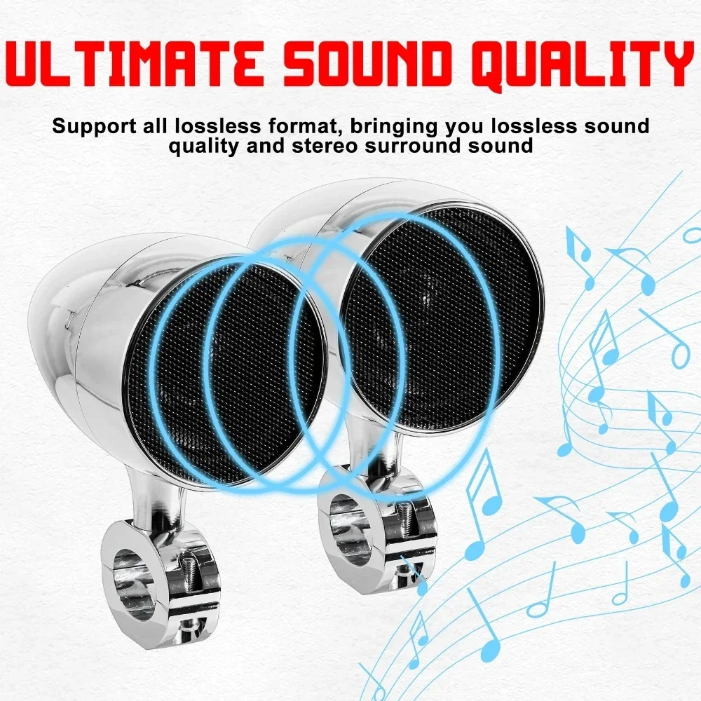 Bluetooth Motorcycle Audio USB 3inch High Power Audio With Remote Control For 26-33mm Handlebar Guard Bar Support MP3 WMA WAV