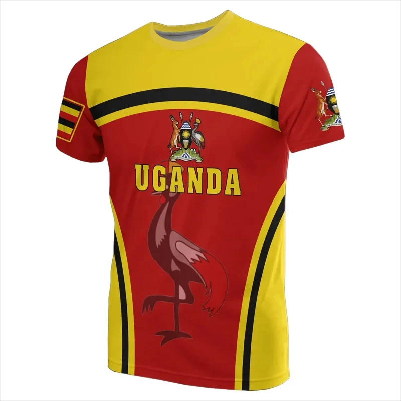 Uganda Flag Map 3D Printed T Shirt For Men Clothes Africa Country T-Shirt National Emblem Tshirt Fashion Sport Jersey Male Tops