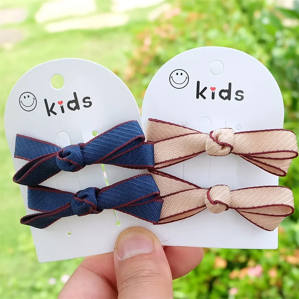 2Pcs/Set Ribbon Bowknot Hair Clips For Girls Women Princes Barrettes Kids Hair Accessories Colored Hairpins Fashion Headdress