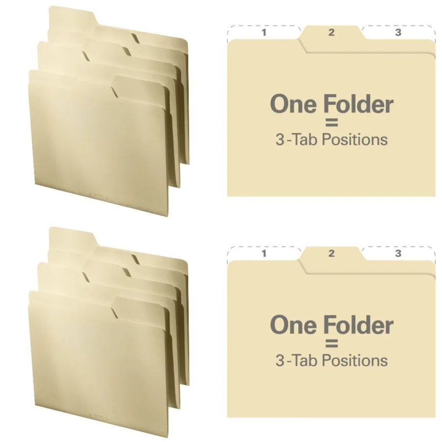 

Organize Your Back to School Supplies with These Letter Size Tab File Folders Featuring Third Cut Design Ideal for College Stud