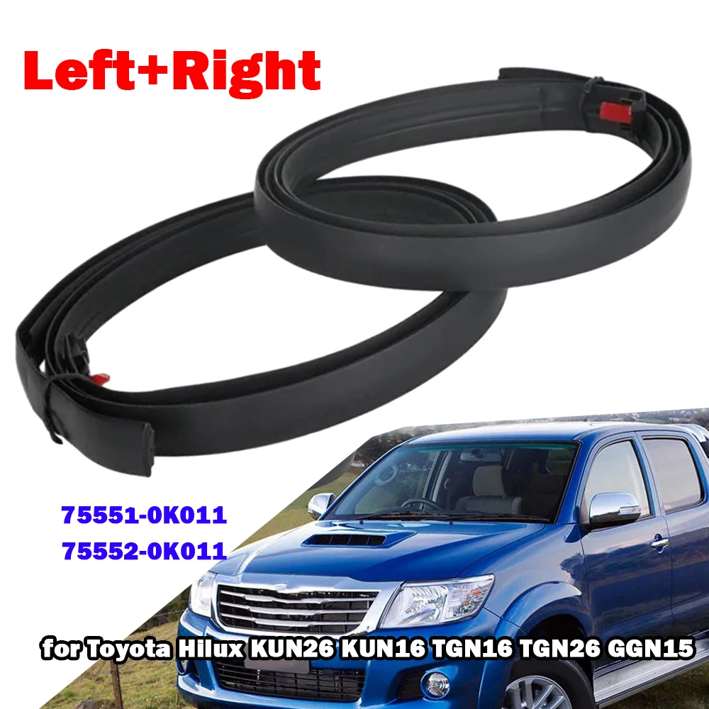 Tira de sellado de moldura con acabado lateral de goteo de goma para techo de coche, embellecedor para Toyota Hilux KUN26 KUN16 TGN16 TGN26 GGN15 GGN25 75551-0K011