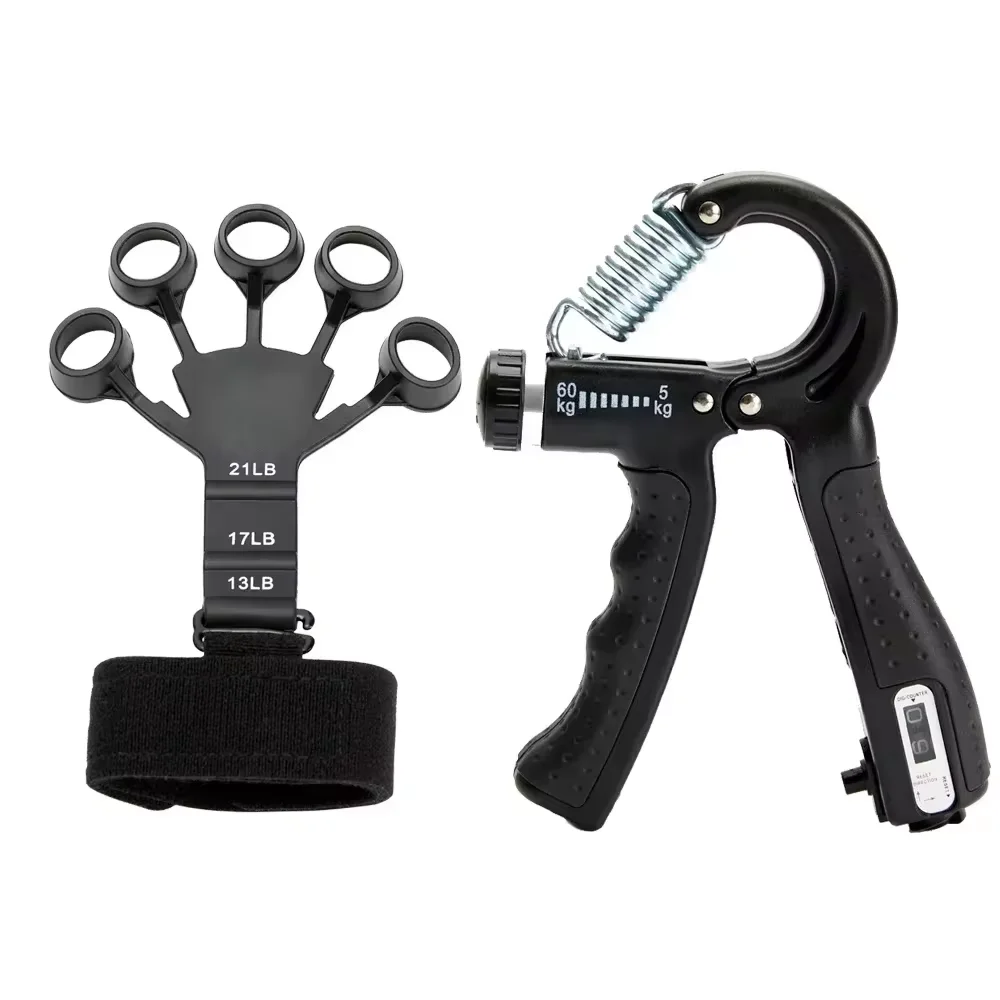 5-60kg Adjustable Hand Grip Strength Strengthener Trainer Full Set With Counter Wrist Forearm And Hand Exerciser For Muscle