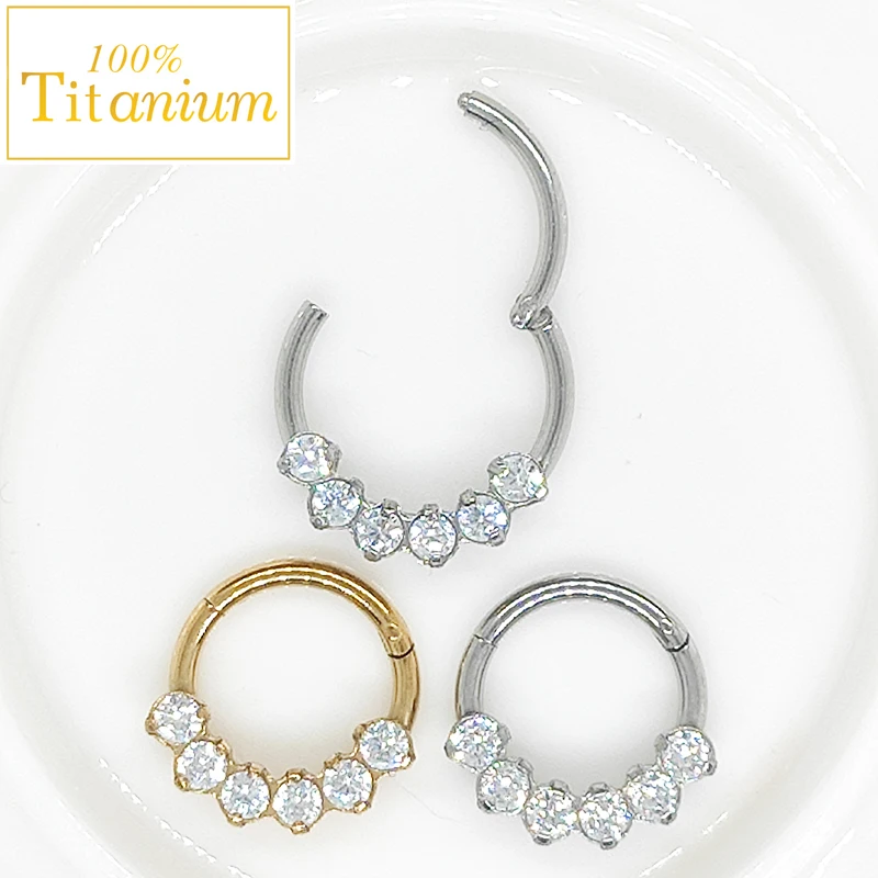 1Pcs Zircon Septum Piercing Clicker Surgical Steel Nose Rings Helix Cartilage Tragus Nariz Percings Earrings Body Jewelry 8/10mm