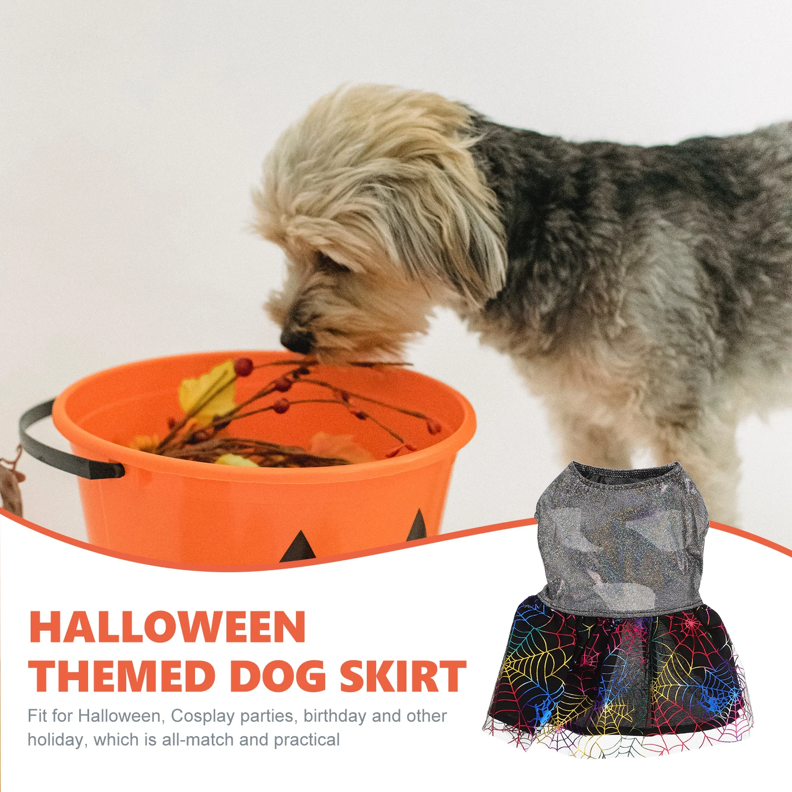 

Pet Dog Clothes Spider Web Halloween Costume Outfits Polyester Costumes Dress Small