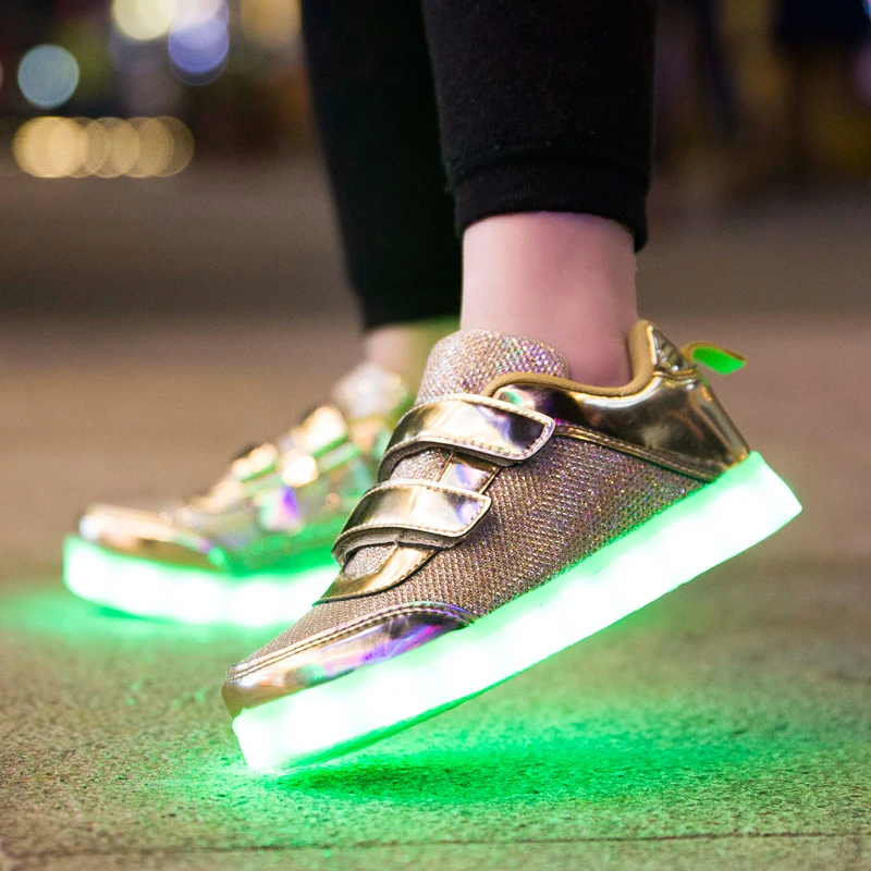 UNCLEJERRY-Baskets lumineuses LED pour enfants, chaussures de tennis pour garçons et filles, chargement USB, à la mode