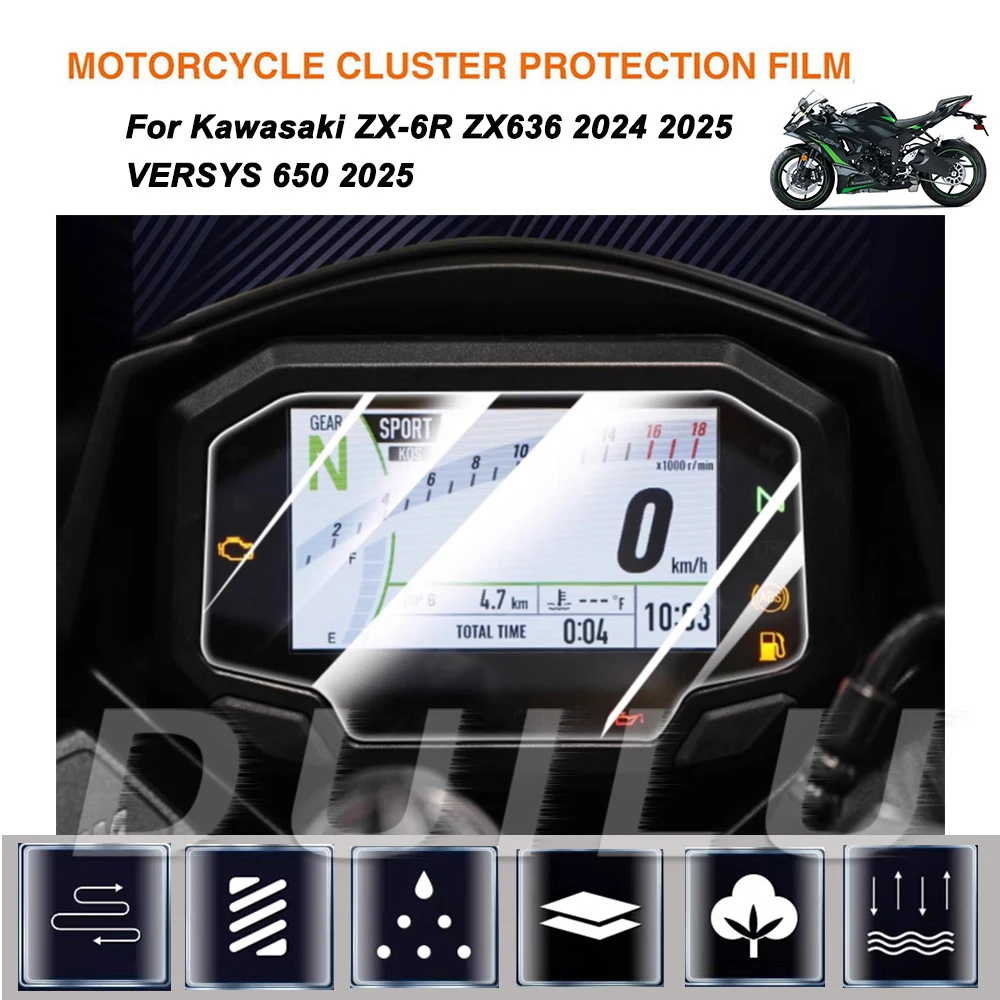 

1pc For Kawasaki ZX-6R ZX636 2024 2025 VERSYS 650 2025 NINJA 500 2024 Screen Protector Anti-Dizziness Cluster Protective Film