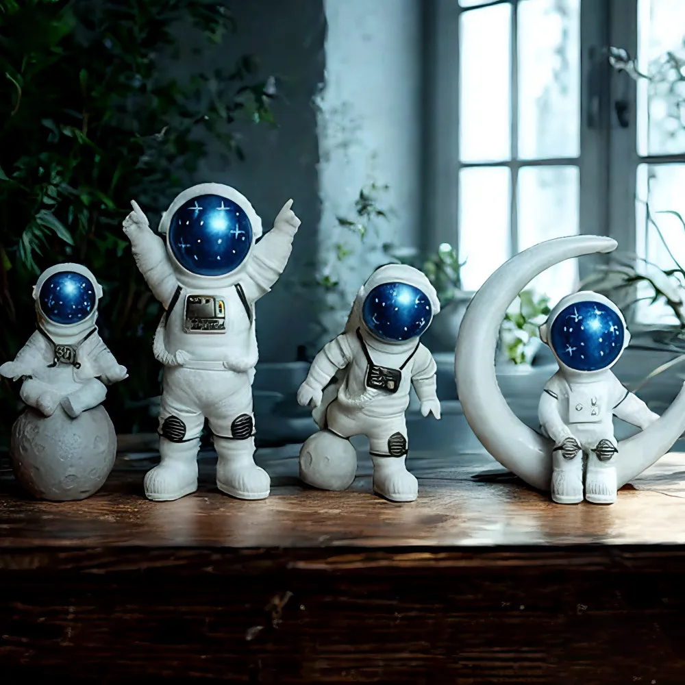 

2025 New 4pcs Astronaut Figurine Set - Spaceman Model Statues for Kids, Educational Desk Decor & Science Gift for Boys Girls