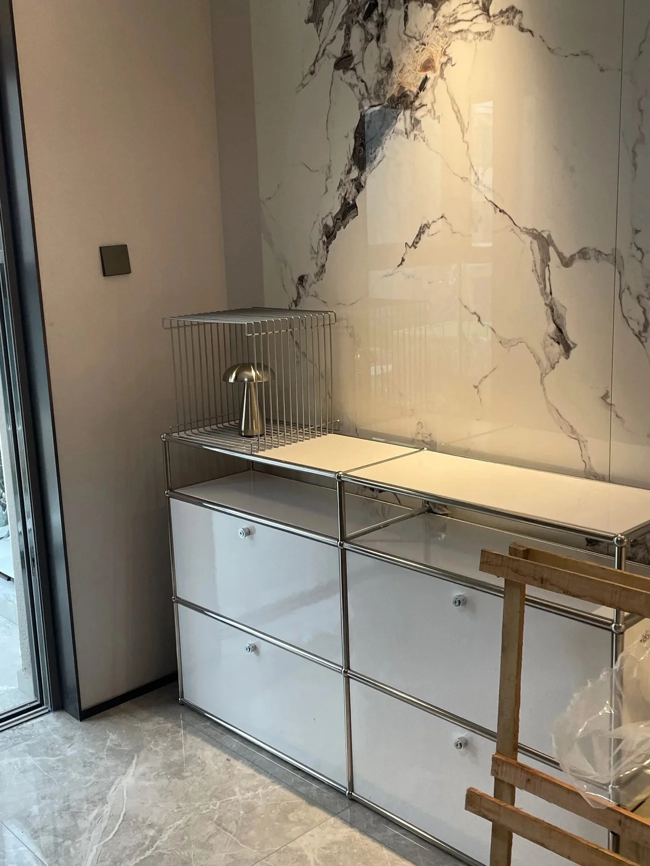 빈티지 사이드보드 수납장 거실 캐비닛 침실 스테인리스 스틸 메탈 프레임워크 수납 TV 캐비닛 맞춤형