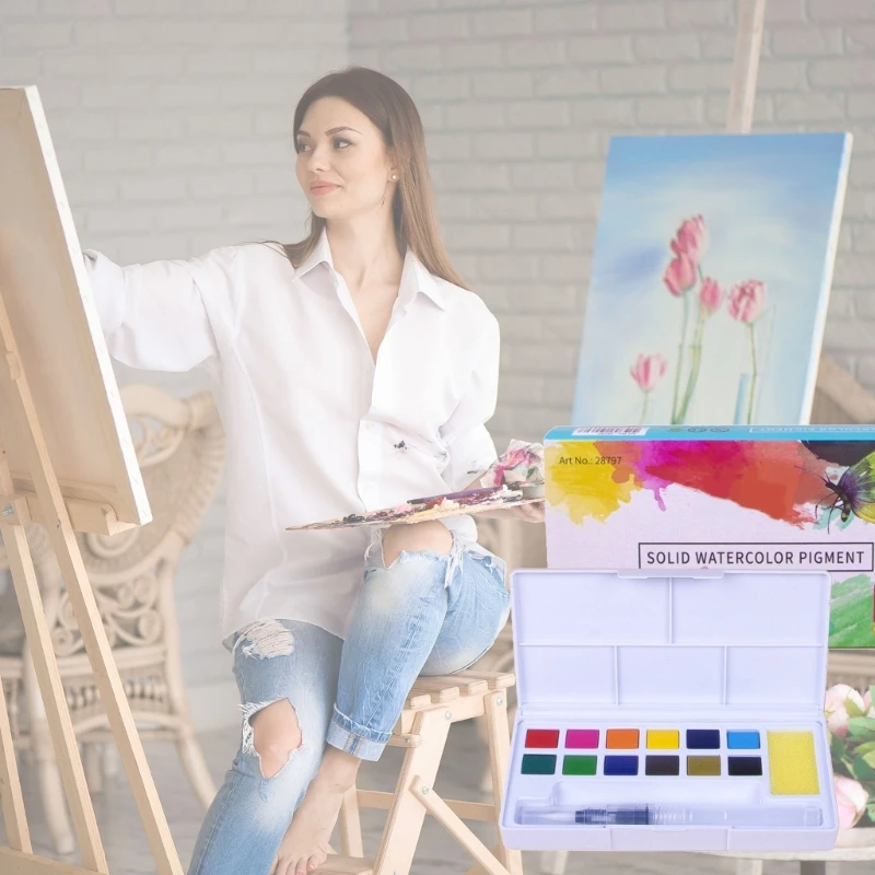 18.12.24/36/48 Colors Colors Color Комплекты сплошной акварельной краски с кистями