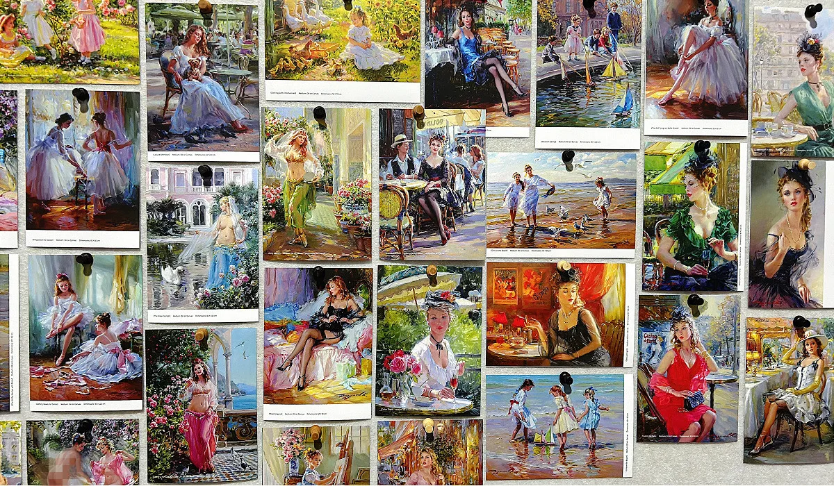 30Pcs Art Oil Painting Cards DIY Aesthetic Wall Decor Postcards Creative Message Greeting Card For Student Dormitory Background