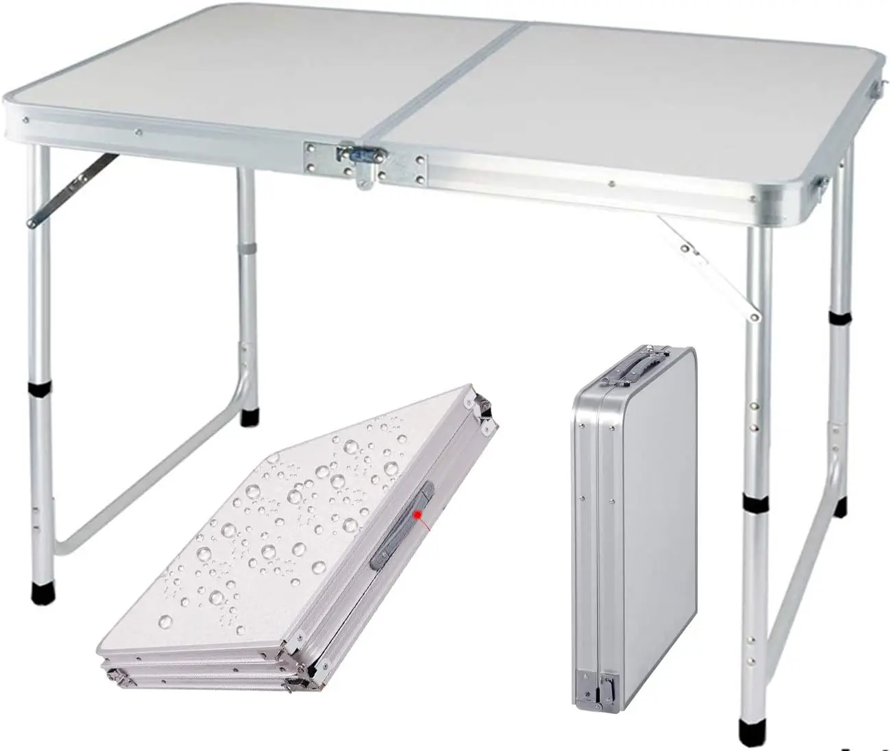 Lucn خفيفة الوزن طاولة قابلة للطي الألومنيوم 120 سنتيمتر 4ft ارتفاع قابل للتعديل 3 إعدادات التخييم نزهة شواء ث/مقبض حمل حديقة خارجية