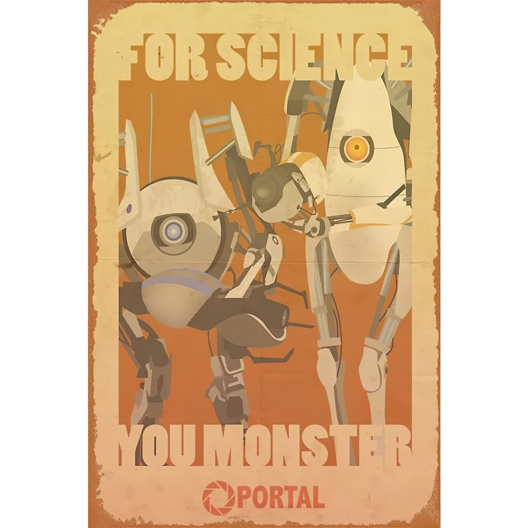 لافتة ديكور الحائط - ملصق دعاية البوابة - أطلس وP-Body - ملصق بوابة 2 - لافتة معدنية ذات مظهر عتيق مقاس 8 × 12 بوصة، بار، كهف رجل