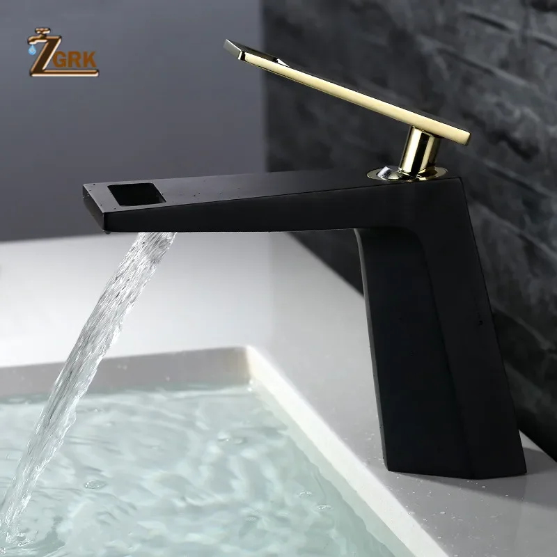 

ZGRK Basin Faucet Bathroom Black Faucet Basin Taps Deck Mounted Hot and Cold Sink Mixer Tap Chrome White Black torneiras