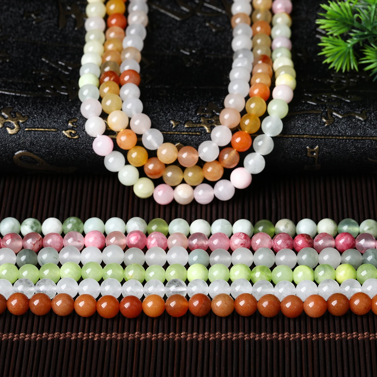 Natursteinperlen, Südlicher Jade-Aventurin, runde lose Edelsteinperlen für Schmuckherstellung, DIY-Zubehör, Armbandzubehör, 15" – Detail 9