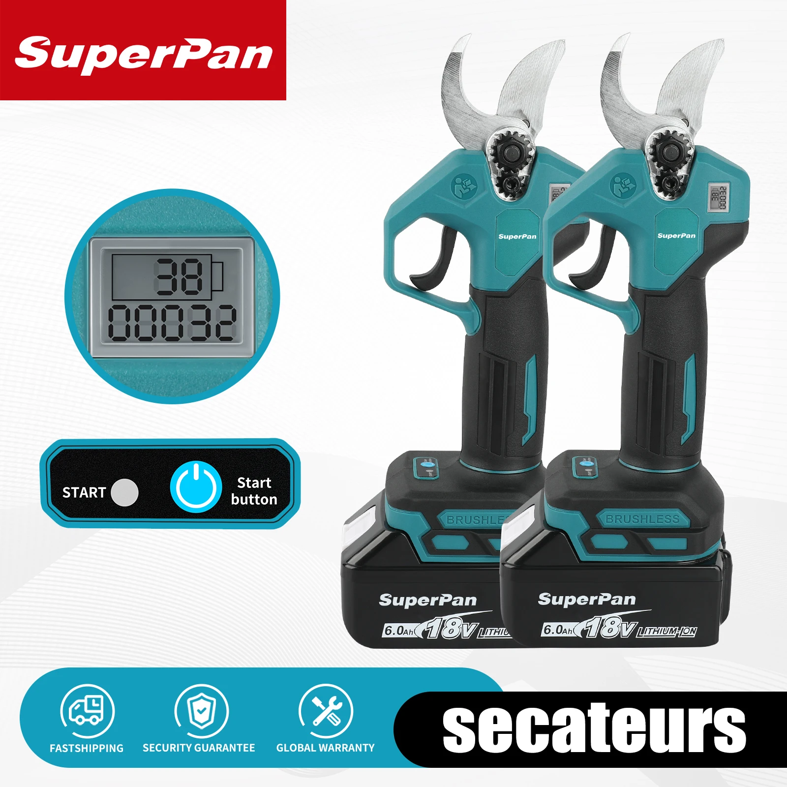 

Original SUPERPAN 18V Battery Wireless Garden Pruner – Professional Cordless Electrician Scissors Pruning Shears