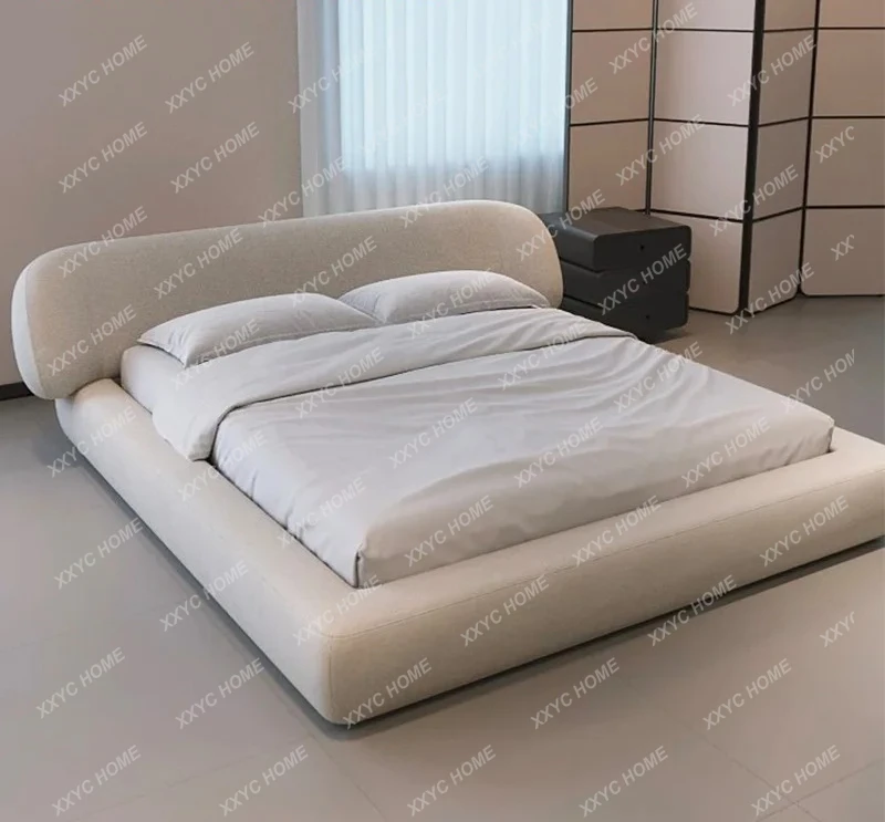 CX Modern simple cream cotton and linen fabric surrounded by high-end large apartment bed master bedroom double bed