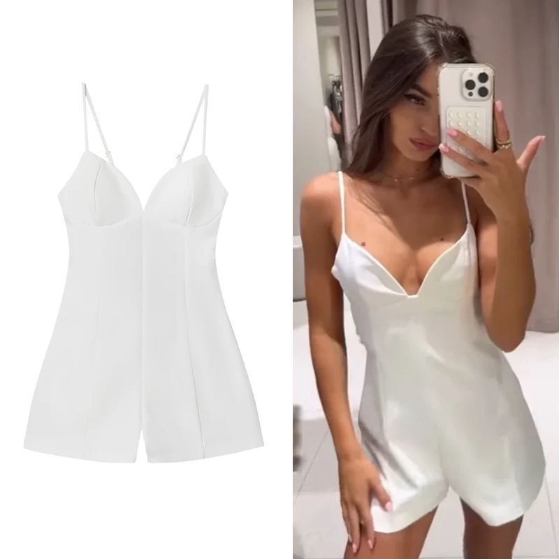 

Bow Bodysuit Women One Pieces Women's Corset Backless Short Sets Elegant Fashion Sleeveless Bodysuit White Female short Jumpsuit