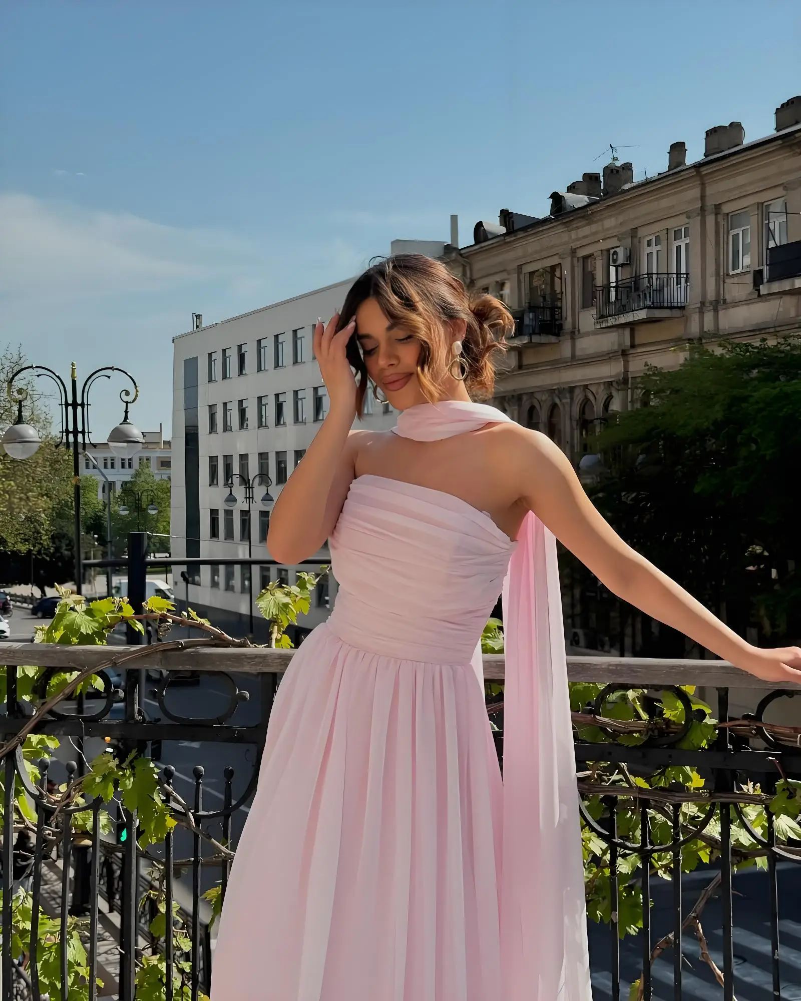 Beshinel personnalisé rose en mousseline de soie sans bretelles robes de demoiselle d'honneur sans manches plissé une ligne formelle Occasion fête robes de soirée 2025