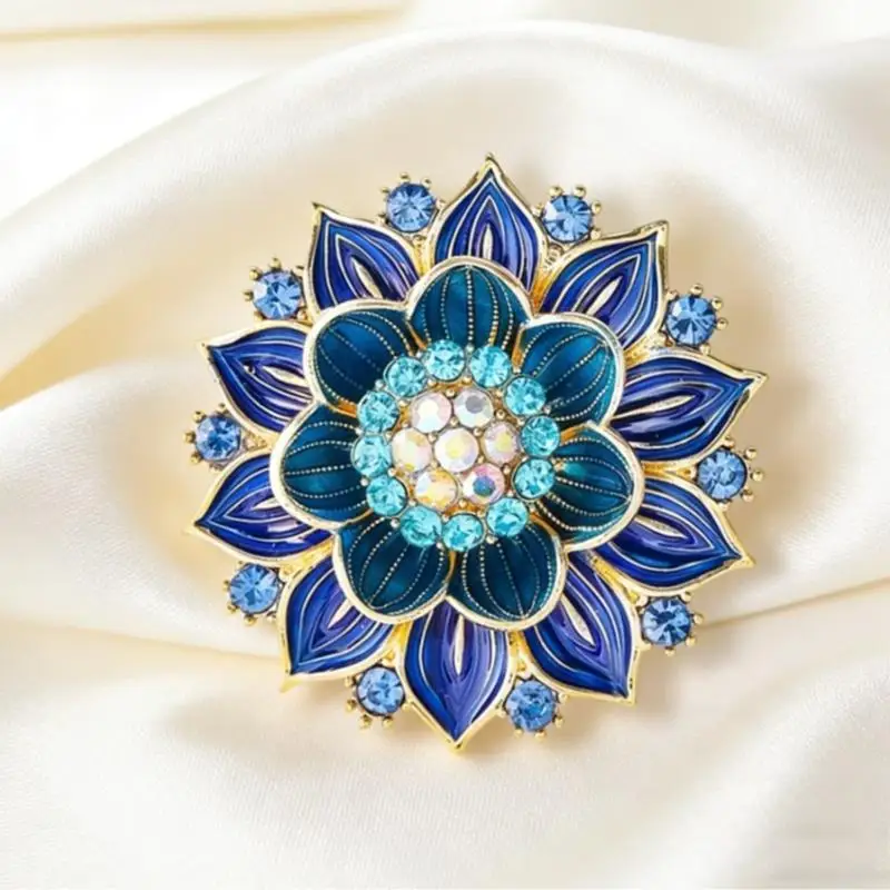 FashionPlant Lotus Gradient Enamel Large Flower Brooches For Women Clothing Coat Jewelry Accessries Gifts