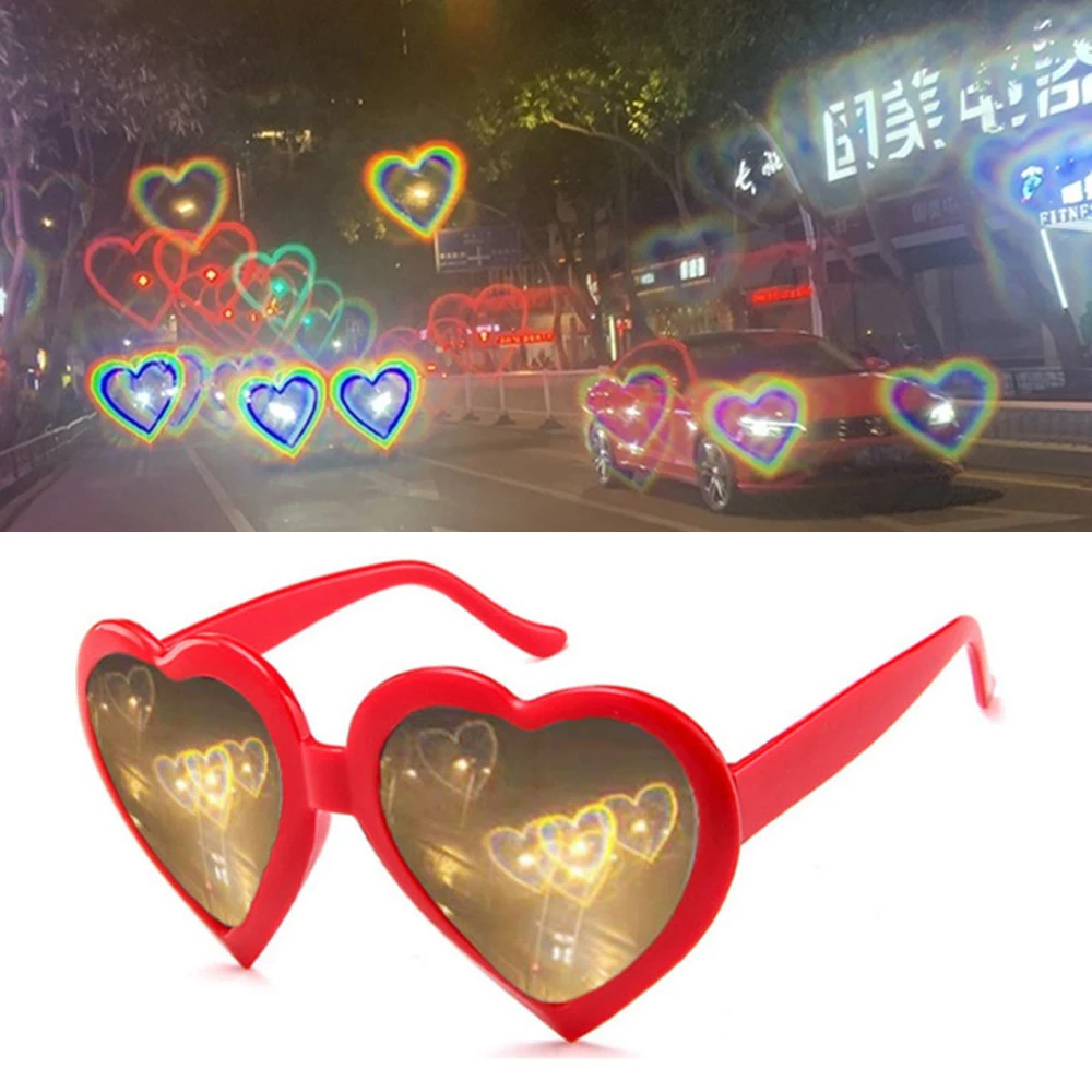 Lunettes de Diffraction Cœur Effet Spécial : La Lumière de l'Amour en Forme de Cœur Nocturne