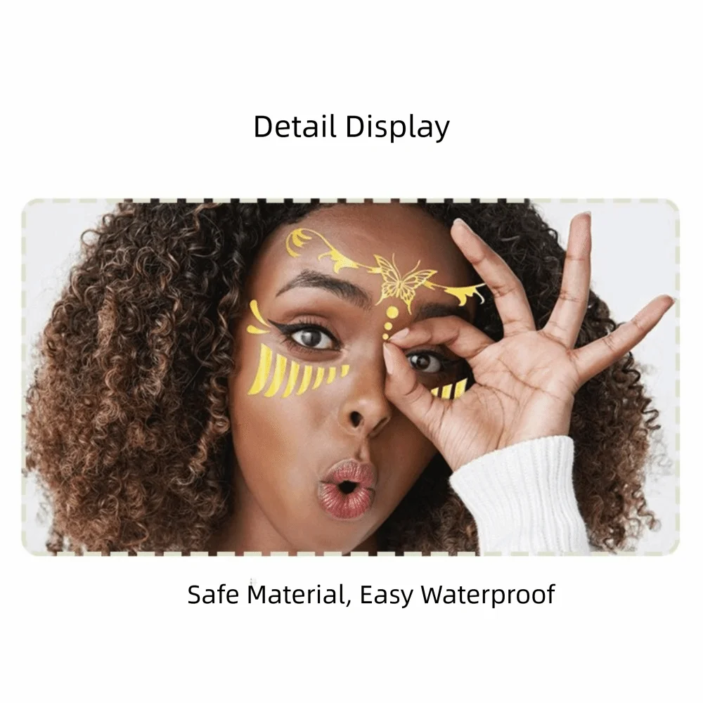 Glitter Stickers Face Gold Temporary Bright Face Art Freckle Sparkles Metalic Tattoos Waterproof Makeup