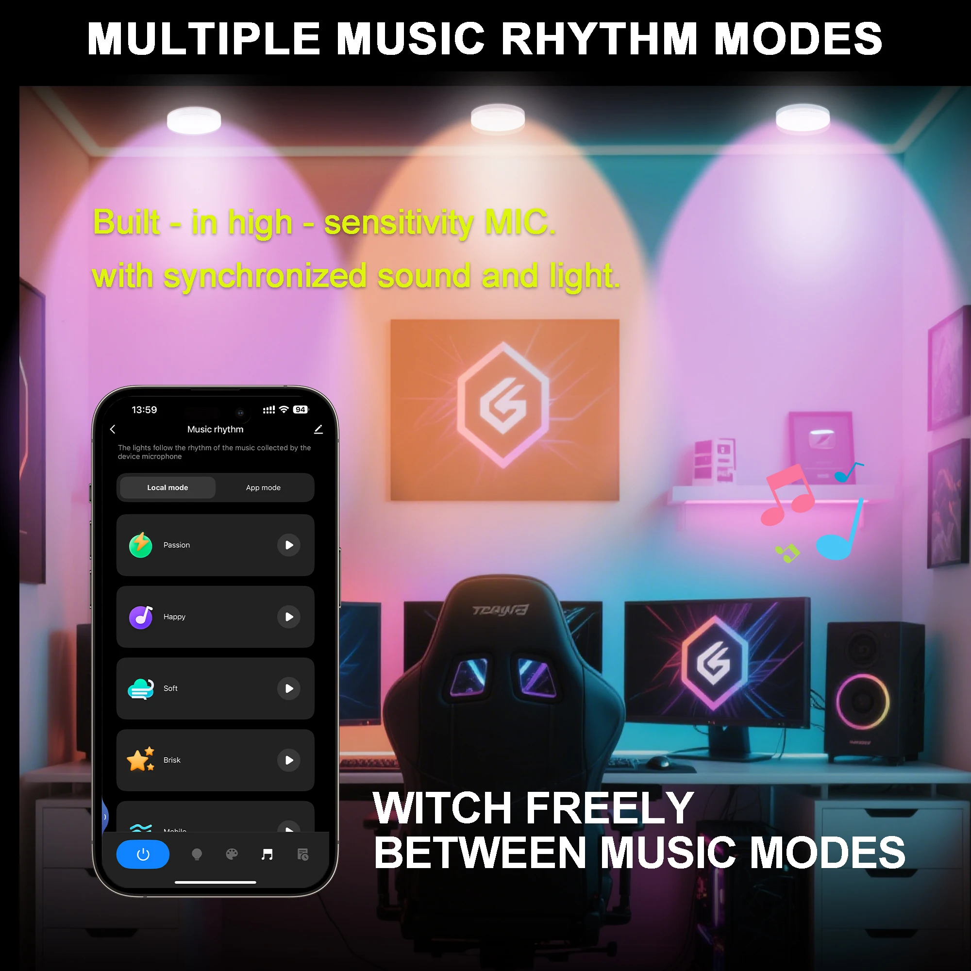 WIFI RGB+CW IC LED Round Under Cabinet Light Kit Color Change + White light 2700K-6500K Dimming for Kitchen Google Home,Alexa