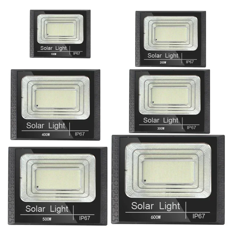 50-500W lumières solaires alimenté projecteur télécommande solaire lumières d'inondation extérieure étanche IP67 Villa éclairage public