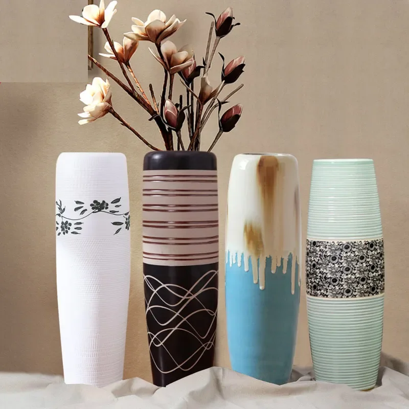 for European Modern Simple American Living Room Floor to Ceiling Large Vase Decoration Handicrafts Flower Inserts Home Decor