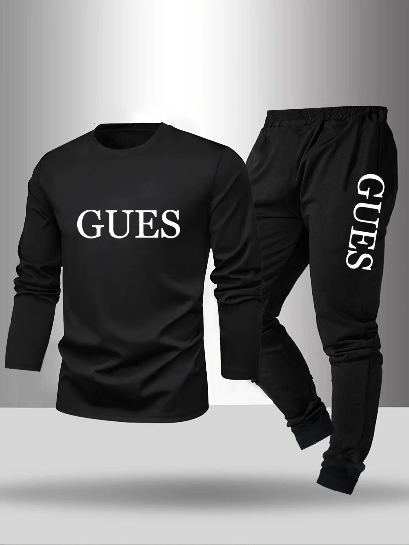 2-piece men's sleepwear set for spring summer autumn winter long sleeved pants letter patterned base shirt home wear set