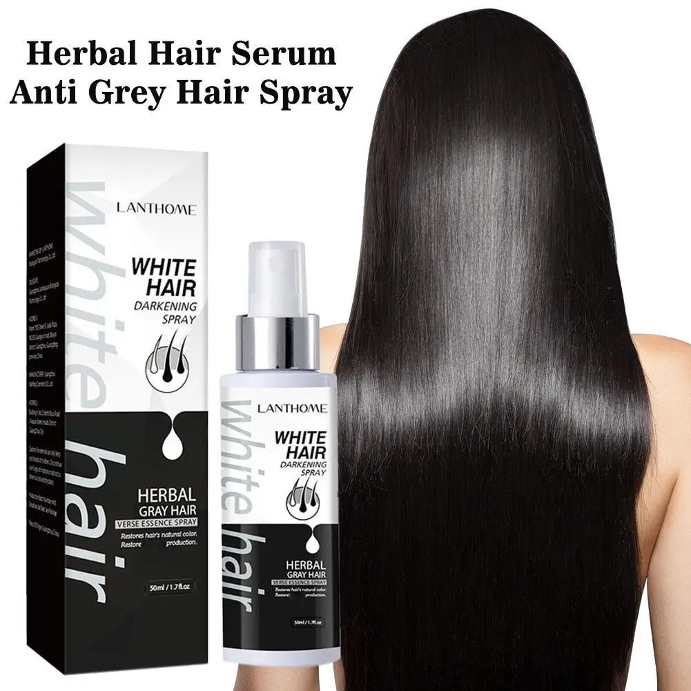 50ml Hair Darkening Spray Anti White Hair Herbal Hair Hair Gray Care Hair Serum Nourish Scalp Care Hair Reduce Glitter Blac N4D1