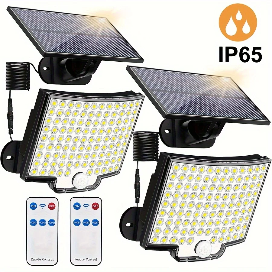 

106 LED Outdoor Street Solar Light Motion Sensor 4 Modes Remote Control Floodlights Safety Spotlight Porch Yard Garage Lightings