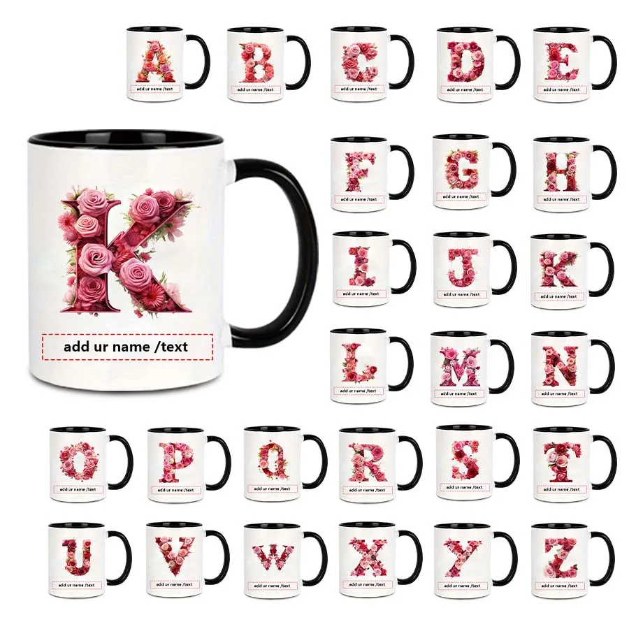 11oz Custom Design Name Exquisite Coffee Tumblers With Handgrip 3D Print Letters Hot Chocolate Party Festive Mugs Design Cups